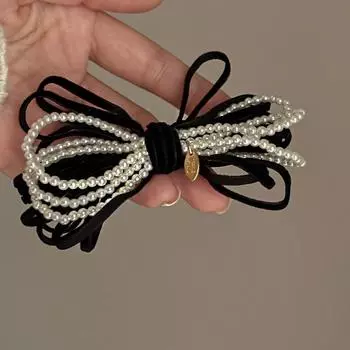 Exquisite French Pearl Velvet Bow Hairpin Light Luxury High-End Fairy Temperament Retro Hairpin Accessories Jewelry Gifts