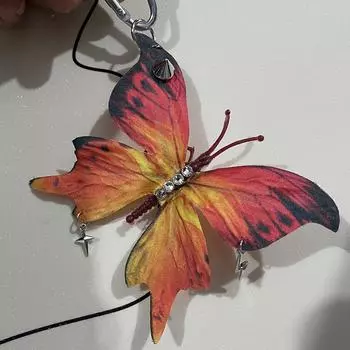 Exquisite Handmade Colorful Butterfly Keychain Rivet Design Imitation Butterfly Pendant Bag Decoration Creative Birthday Gift