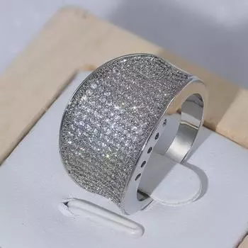 Изысканное горячее кольцо класса ААА с полным цирконием и цирконием, которое можно посетить на банкете, свадьбе, мероприятии, годовщине, в подарок, в ювелирном магазине высокого качества 8 белый