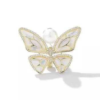 Exquisite Imitation Shell Butterfly Brooch Women S High-End Temperament Pin Light Luxury Niche High-End Corsage Suit With Accessories