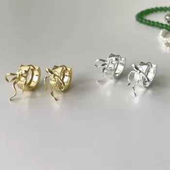 Exquisite Korean version bow earrings women s niche high-end silver needle earrings light luxury lady ins earrings new 925 silver needles