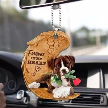 Exquisite Moon Dog Red Rose Car Rearview Mirror Accessory Ideal For Home Gifts Decoration