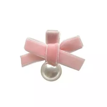 Exquisite Pink Bow Hair Clips Jewelry Pearl Velvet Hairpin Hair Styling Accessory