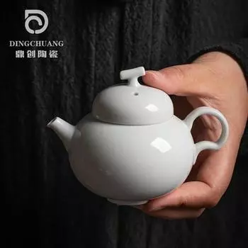 Exquisite Retro Gray Glaze Tea Pot Handmade Ceramics Gourd Kettle Household Coffee Table Tea Making Pot Filter Single Pot Gifts