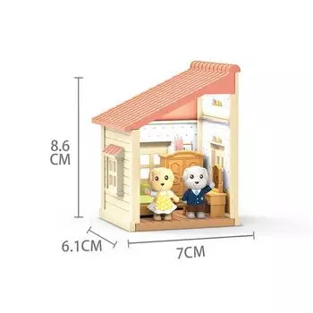 Exquisite Simulation Mini Doll House Leisure House Bungalow Bedroom Model Ornament Small Animal Puppy Family Small Doll