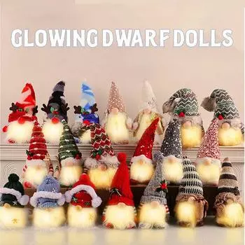 Exquisite Sled Faceless Dwarf Doll Elf Ski Glowing Dwarf Dolll with LED Light 2024 Christmas Christmas Gnome Faceless Doll Gift