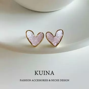 Exquisite Small Pink Crystal Love Heart Stud Earrings Women s Niche Design Sterling Silver Earring/Pin Unique Fancy Earrings As Shown in Pictures