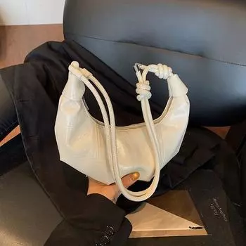 Exquisite Super Popular Small Bag Women 2025 New Summer All-Match Messenger Bag Popular Popular One-Shoulder Underarm Dumpling Bag White without pendant