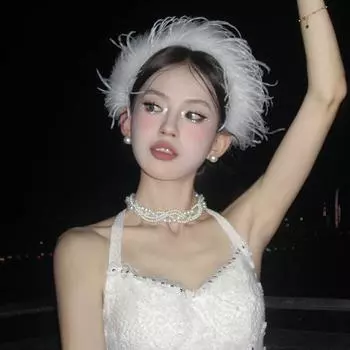 Exquisite Wedding Headdress Luxury Feather Hairband Fashion Bridal Headwear for Women Style 2