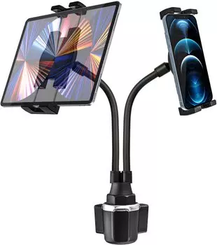 EXSHOW Автомобильный двойной напиток 2 планшета iPad iPhone автомобильный стаканчик телефон регулируемая высота iPad автомобильный легкий на 360 градусов двойной японский руководство по эксплуатации совместимый чёрный
