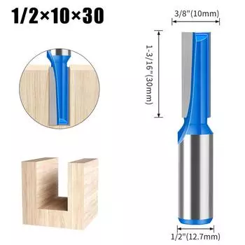 Extended Bottom Cleaning Cutter Diameter 10,16 Trimming Cutter Woodworking Milling Cutter Bakelite Milling Cutter Keyhole Opening Straight Knife Extended Bottom Cleaner 1/2 * 10 * 30 Blue