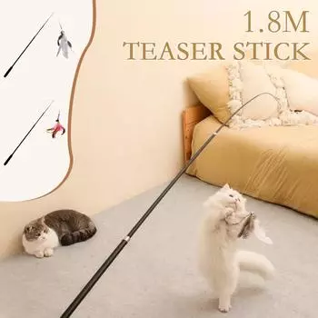 Extended Four-section Retractable Cat-teasing Stick Rod 1.8m Fishing Cat Scratch Long Feather Super Toy Boredom Resistant P R4D0