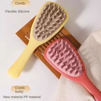 Extended Handle Soft Silicone Shampoo Scalp Hair Massager Hair Washing Comb Shower Brush Bath Spa Massage Brush Detangling Tool красный