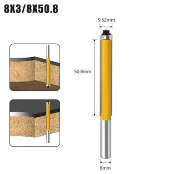 Extended Trimming Knife with Bearing Trimming Knife Double Blade Straight Knife Woodworking Milling Cutter Edge Trimming Machine Knife Head Extended Edge Trimming Knife 8 * 3/8 * 50