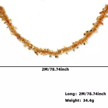 Extra 2m Elegant Thick Golden Starry Fringe Decoration For Christmas Celebrations