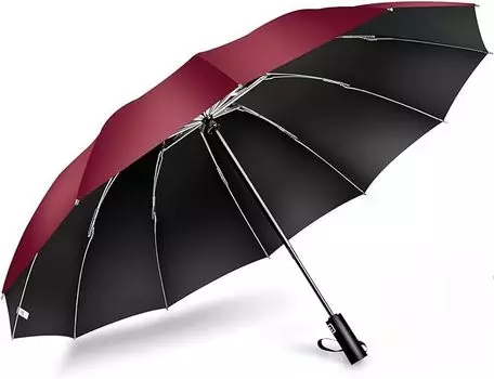 extra large 12 Folding automatic super water reverse folding folding wind super water long rainy season typhoon folding UV UV for both sunny and rainy красный