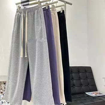 Extra Large 300-Pound Elastic Waist Wide-Leg Drawstring Pants for Students - Spring/Autumn 3XL