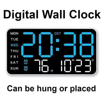 Extra Large Digital Wall Clock with LED Display with Date Temperature Timer for Living Room Bedroom Gift for Seniors