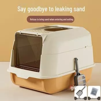 Extra Large Enclosed Cat Litter Box with Splash & Odor Protection Includes extra-large cat litter scoop