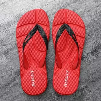 Extra large size 45-50 size summer breathable beach shoes flip-flops one-word sandals light and soft foreign trade cool slippers 39 красный