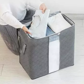 Extra Large Storage Bag For Moisture-Proof Clothing, Bedding, Thick Non-Woven Fabric, Luggage, And Moving Bags L светло-серый