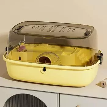 Extra Large Transparent Hamster Cage Large Space Double Layer Silk Bear Nesting Box Breathable Hamster Villa Full View Cage жёлтый