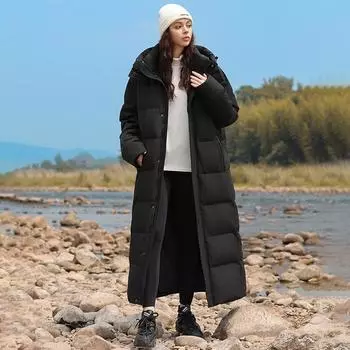 Extra Long Ankle Goose Down To Velvet Autumn and Winter Couple Men s Loose Korean Casual Jacket M