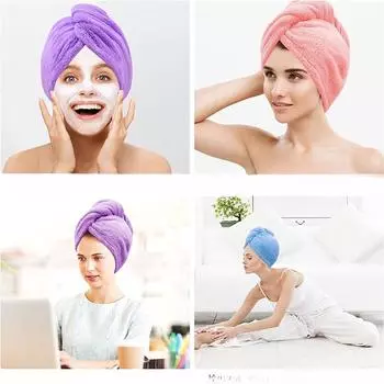 Очень толстые полотенца из микрофибры с колпачками на кнопках, супервпитывающие полотенца, завернутые в резинку для волос, в женских ванных принадлежностях фиолетовый