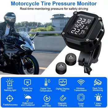 Extractme Беспроводной TPMS мотоциклетный датчик температуры в шинах, сигнализация, зарядка через USB, ЖК-дисплей, система контроля давления в шинах CHINA