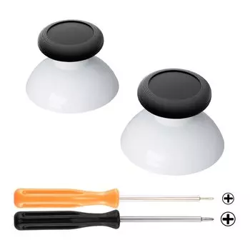 eXtremeRate Замена 3D Джойстика Thumbstick (Двухцветный цвет), Аналоговый джойстик, совместимый с Switch Pro, с кросс-драйвером [робот белого и черного цветов]