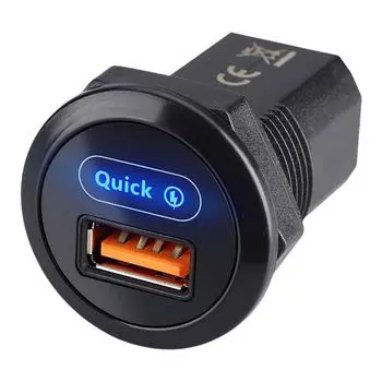EY# 12-24V Car Charging Socket 18W QC3.0 RV Bus USB Outlet for Auto Truck ATV RV