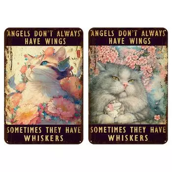 EY# 2 шт., винтажная металлическая пластина с изображением кошки, прямоугольная, железная, художественная, домашний декор для бара 30X40