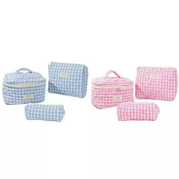 EY# 3 шт. косметичка на молнии хлопковая стеганая косметичка для женщин милый мешочек(Blu