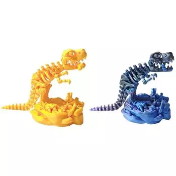 EY# 3D Printed Skeleton Tyrannosaurus Rex Toy Movable Joints Dragon Model (Gold)