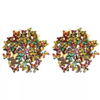 EY# 50pcs Wooden Butterfly Sewing Buttons DIY Knitting Clothes Decor (25x18mm)