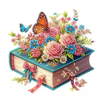 EY# 5D DIY Partial Special Shaped Drill Diamond Painting Books Flowers Decor GT228