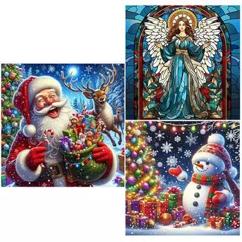 EY# 5D DIY Полная круглая дрель Алмазная картина Рождественский домашний декор Искусство Ремесло E3841