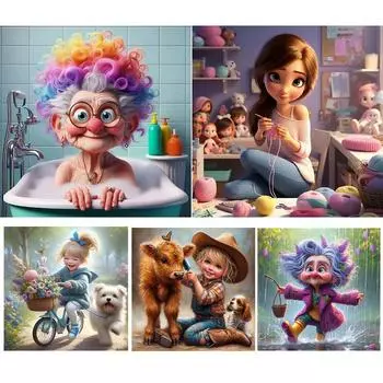 EY# 5D DIY Полный Круглый Дрель Алмазная Картина Девочка Набор Домашний Декор Искусство Ремесло K2022