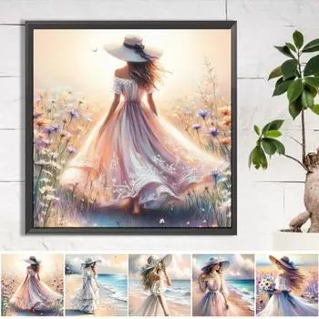 EY# 5D DIY Полный Круглый Дрель Алмазная Картина Женский Набор Домашний Декор Искусство Ремесло sz5466