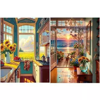 EY# 5D DIY Полный квадратный сверло Алмазная картина Пейзаж Внешний домашний декор Искусство ZQA4721