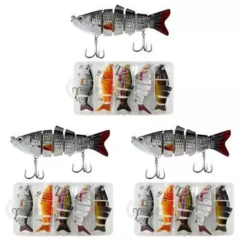 EY# 5Pcs Multi Jointed Hard Bait 10cm 6 Segments Lures for Freshwater Saltwater