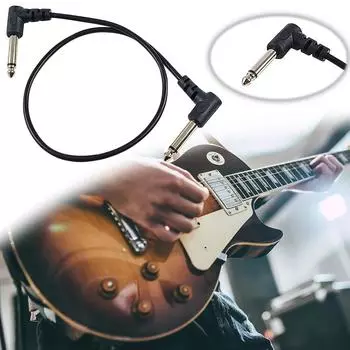 EY# 6.35mm Guitar Patch Cable Audio Cable Connector Black Reusable for Guitar Ba 15cm