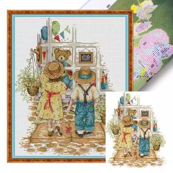 EY# Частичная вышивка Эко-хлопковая нить 14CT Напечатанная Девочка Набор для вышивки крестом Искусство RA670