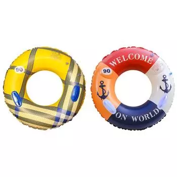 EY # Надувное кольцо для плавания с ручкой для бассейна и пляжа (90# Желтый