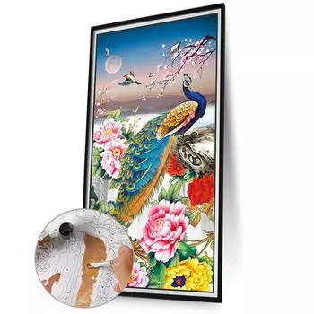 EY# Paint By Numbers Kit On Canvas DIY Oil Art Peacock Picture Home Decor40x80cm