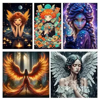 EY# Полная вышивка Эко-хлопковая нить 11CT Напечатанная Девочка Набор для вышивки крестом Искусство 2