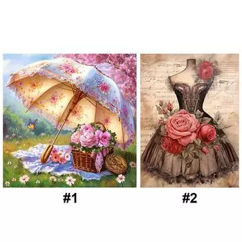 EY# Полная вышивка Эко-хлопковая нить 11CT Напечатанная юбка Цветочная корзина Крест St 1