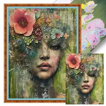 EY# Полная вышивка Эко-хлопковая нить 11CT Напечатанная Девочка Набор для вышивки крестом Искусство 1