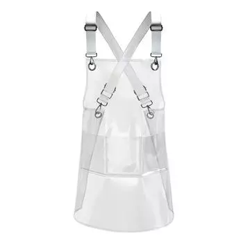 EY# Рабочий фартук Домашний прозрачный фартук для кухни, парикмахерской, парикмахера (Черная Лента)