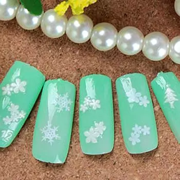 EY# Рождественские БЕЛЫЕ Снежинки Дизайн Симпатичные 3D Наклейки для ногтей Переводные картинки